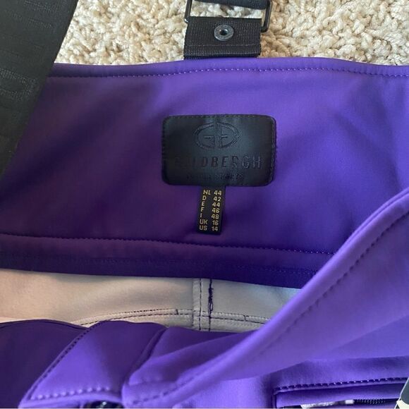 GOLDBERGH WOMEN'S HIGH END SALOPETTE SKI PANTS BIB PURPLE BLACK NWT 14 - Picture 4 of 4